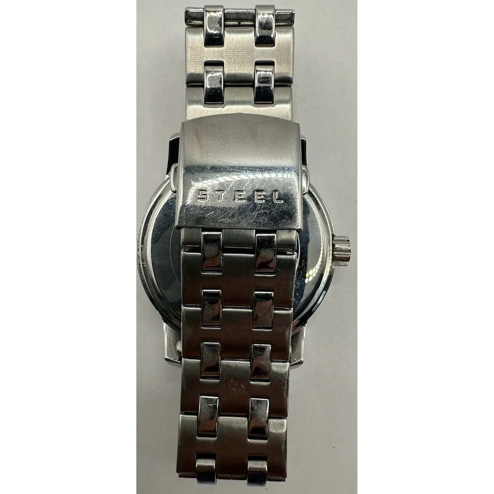 Guess Steel Watch Men U11576G2 Silver Tone Round Blue Dial 44mm New Battery 7